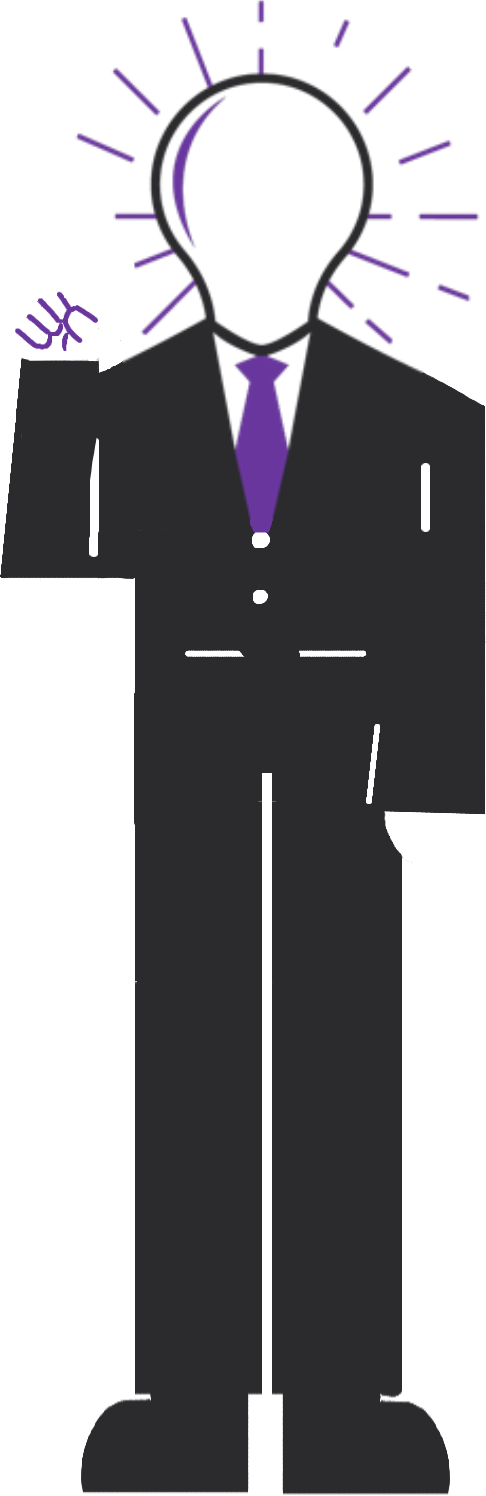 The Contenter lightbulb character sharing an idea